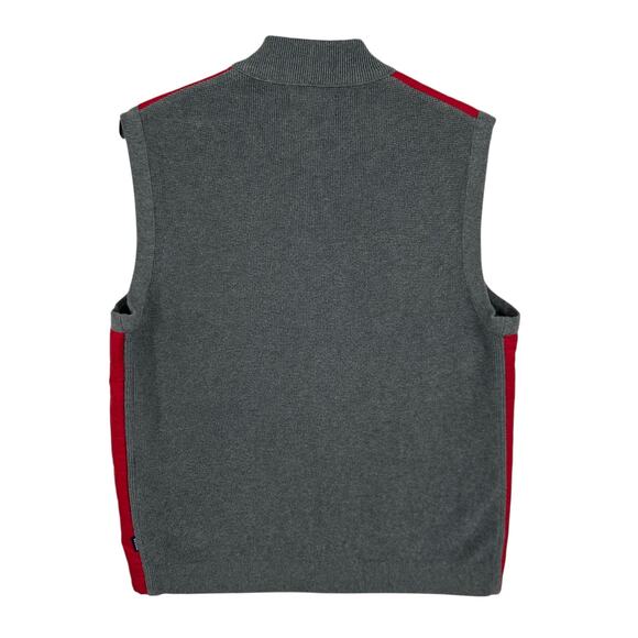 Men's Red Grey Barbour Weather Comfort Essential Gilet Quilted Snap Vest XL - Picture 6 of 8